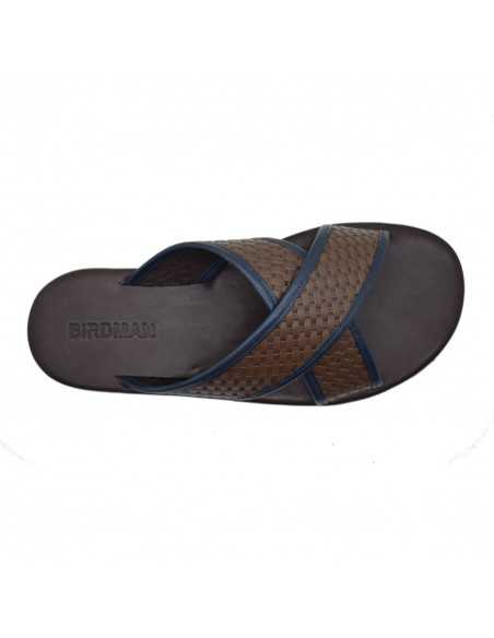 chinelo tiras cruzadas couro