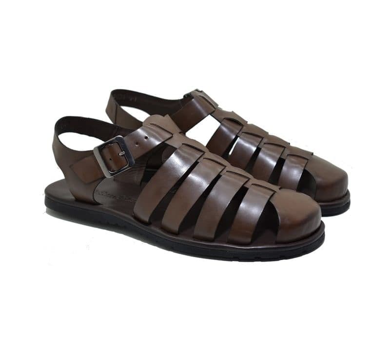 Sandália Masculina Kamino Café em Couro — sandália masculina Stock Sandals
